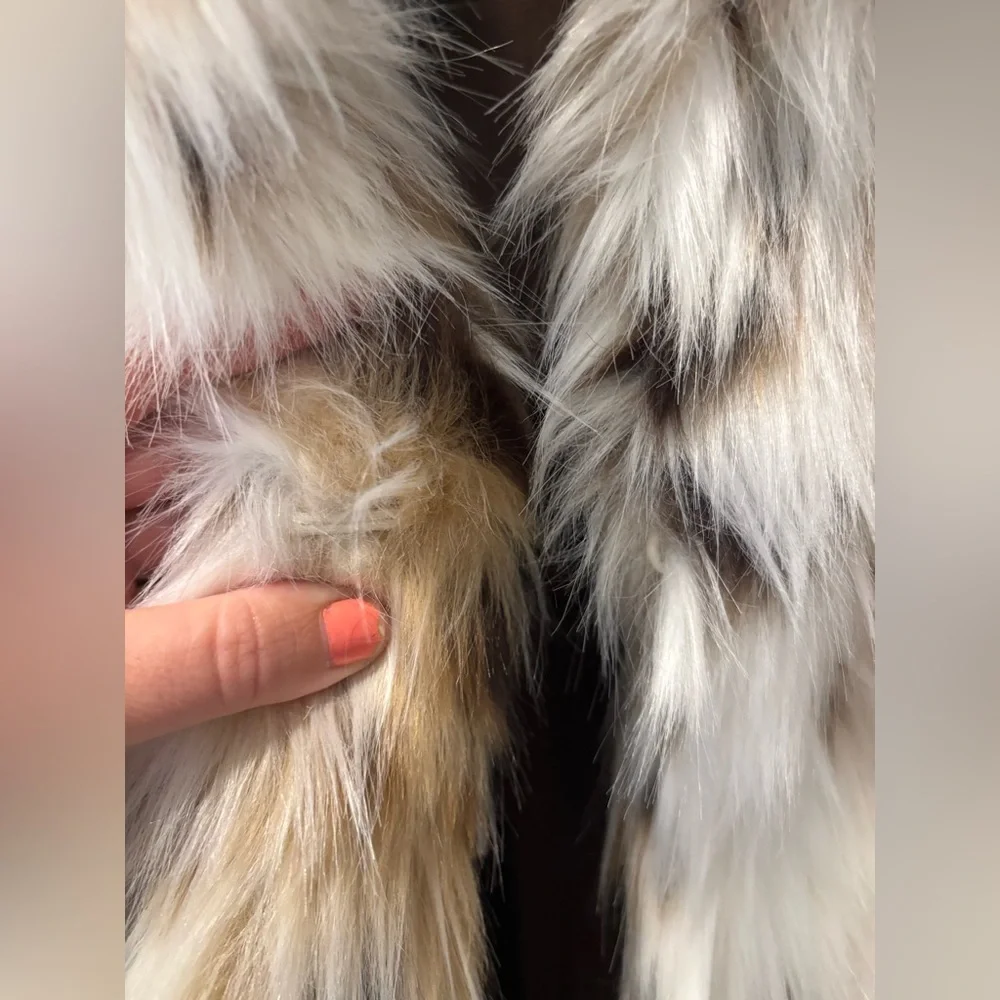 Zara White and Brown Faux Fur Jacket - Picture 12 of 13
